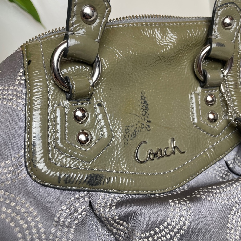 Coach Ashley Dotted OP Signature Satchel Purse Gray - Picture 6 of 13